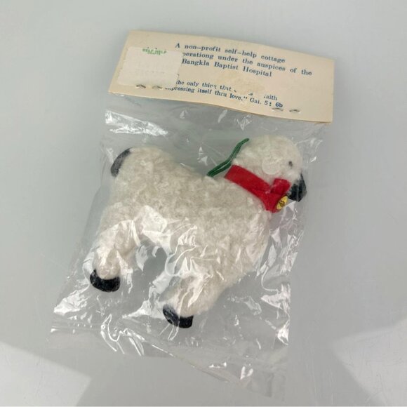 Vintage Thai Country Trim Christmas Sheep Alpaca Tree Ornament NIP Holiday Decor - Picture 5 of 9